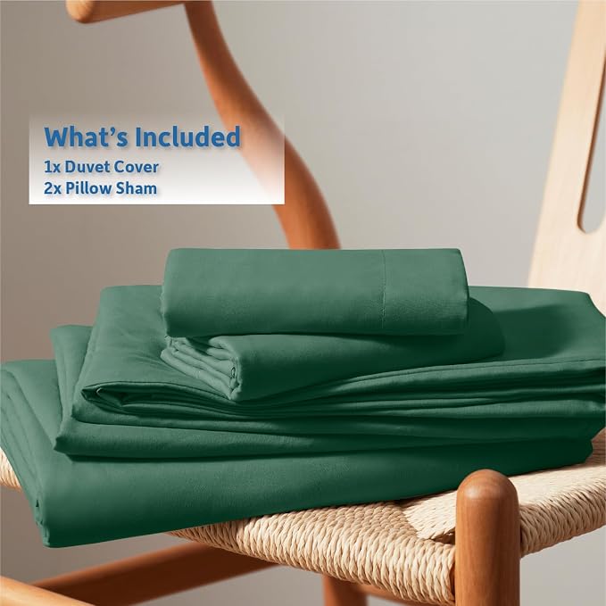 Nestl Dark Green Duvet Cover Queen Size - Soft Double Brushed Queen Duvet Cover Set, 3 Piece, with Button Closure, 1 Duvet Cover 90x90 inches and 2 Pillow Shams