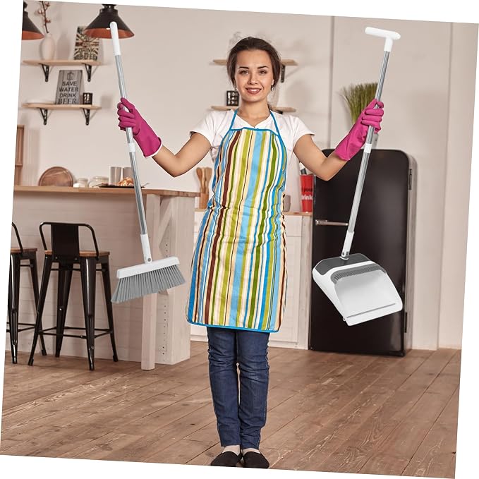 1set Ergonomic Broom and Dustpan Set Soft Bristle Household Cleaning Tools for Home Office Indoor and Outdoor Use Compact and Convenient Dustpan Kit