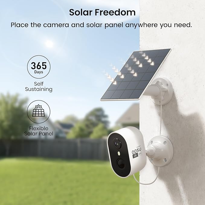 aosu 2K Add-on Camera, Work with SolarCam Lite's aosuBase, Up to 6 Cameras Total to 1 Lite's aosuBase