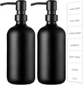 GMISUN Black Soap Dispenser, 2 Pack Matte Black Hand Soap Dispensers for Bathroom, 17 Fl Oz Glass Dish Soap Dispensers for Kitchen with Stainless Steel Pump, Modern Liquid Soap Bottle
