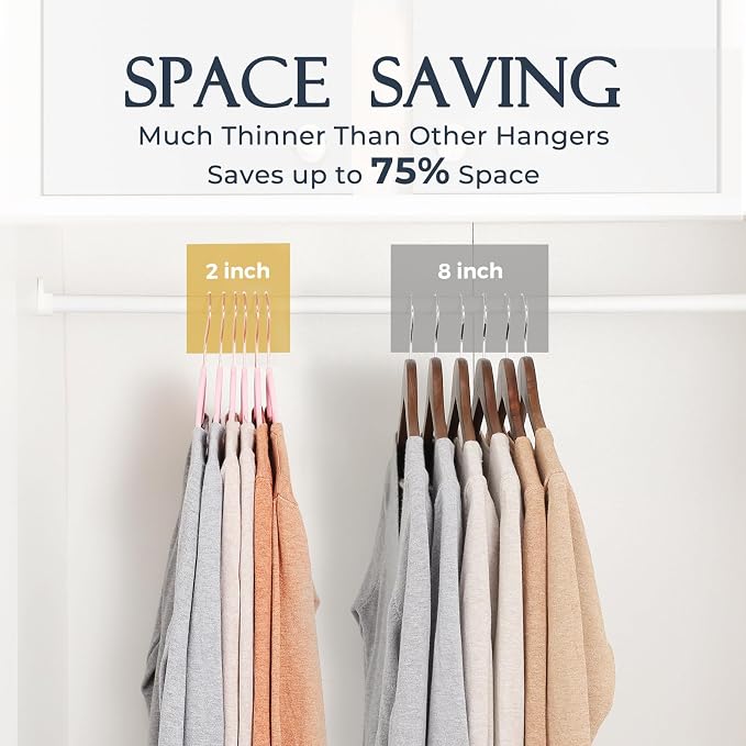 HOUSE DAY Pink Velvet Hangers 120 Pack, Premium Clothes Hangers Non-Slip Felt Hangers, Sturdy Black Hangers Heavy Duty Coat Hangers, Durable Suit Hangers, Space Saving No Hanger Mark Rotating Hook