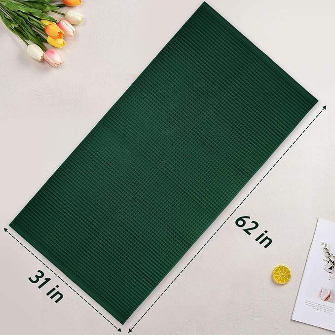 Waffle Bath Towels 2-Piece (Forest Green) - Cotton, Soft, Quick Dry | 31” x 62” Shower Towels for Bathroom Decor, Beach, Guest