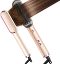 TYMO Ring Hair Straightener Brush – Hair Straightening Iron with Built-in Comb, 20s Fast Heating & 5 Temp Settings & Anti-Scald, Perfect for Professional Salon at Home, Peach