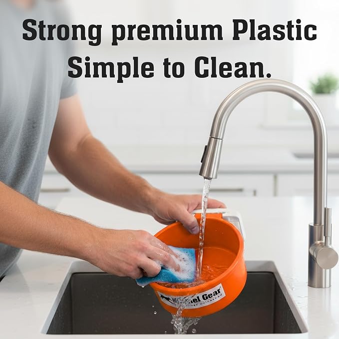 Dog Crate Water Bowl No Spill, 20oz Food-Grade Polypropylene Feeder (Orange)