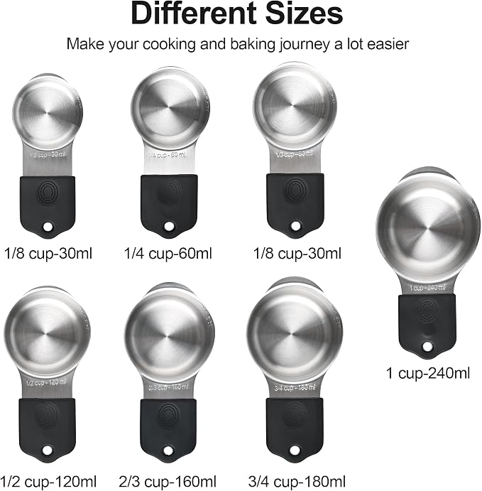 Magnetic Measuring Cups & Spoons Set 15, Stainless Steel Measuring Cups and Spoons Set, Heavy Duty Metal Measuring Cup & Spoon with Leveler & Measure Equivalents for Cooking & Baking
