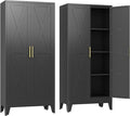 GAIOUS 61" Tall Kitchen Pantry Cabinet,Metal Storage Cabinet Black Cupboard | Steel Office Cabinet, Freestanding Bookcase with 2 Doors and 3 Adjustable Shelves, Bathroom Kitchen Bedroom Garage Cabinet