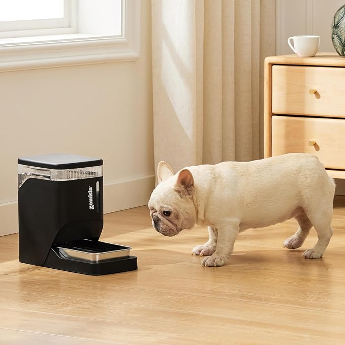 ZOMISIA Automatic Dog Water Dispenser 6L with Stainless Steel Bowl, Automatic Water Bowl Dispenser for Cats, 1.6 Gallon Pet Waterer 100% BPA Free, Black