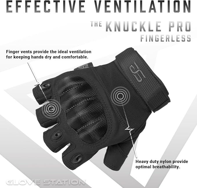 Glove Station Fingerless Knuckle Motorcycle Gloves, TACHK200 | Motorcycle Gloves for