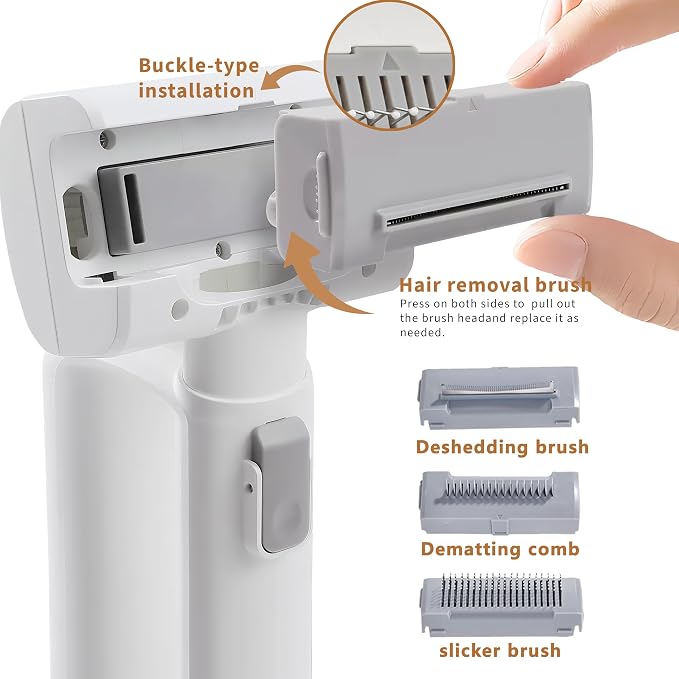 [2026 Version]Dog Vacuum for Shedding Grooming- 5 in 1 Cleaning Slicker Brush for Dogs & Cats Deshedding Vacuum Brush with 5 Pet Grooming Tools for Shedding Pet Hair, Home Cleaning Grooming Supplies