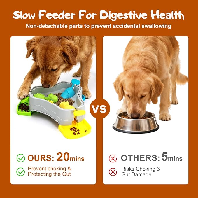 3 in 1 Dog Puzzle Interactive Slow Feeder Dog Bowls to Prevent Choking, Slow Feeder for IQ Training and Entertainment for All Breeds.Mental Stimulation Toy for Dog,Cats and Dogs Love