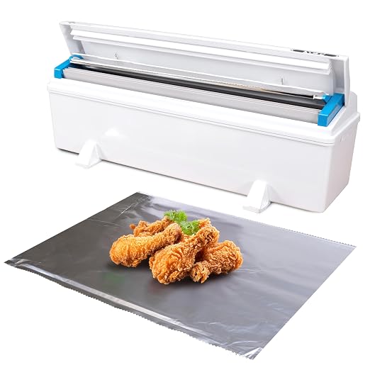 IDL Packaging WP-180DA 18" FoilMaster Dispenser for Aluminum Foil Roll, White - New Press-Cutter with Sharp Serrated Blade - 10X Longer Service Life with Durable Plastic Body