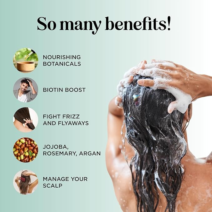 Biotin Rosemary Shampoo and Conditioner Set - Vegan Biotin Shampoo and Conditioner Set Volumizing Complex with Rosemary Essential Oil for Fine Weak & Dull Hair - Sulfate & Paraben Free (16 Fl Oz)