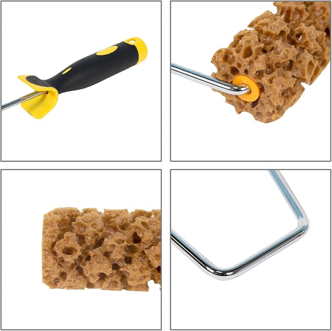 Hanroy Sea Sponge Roller for Painting, 6" Sponge Paint Roller for Texture Painting Decorators Brush Tool, Fast and Easy Pattern Art Texture Pattern Paint Roller for Home Wall Decoration(M60)
