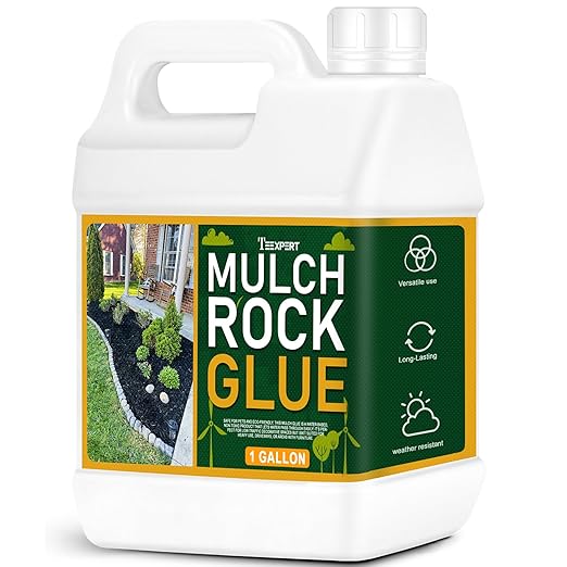 Teexpert Mulch and Rock Glue for Landscaping, 1 Gallon Concentrate Landscape Glue for Rubber Mulch, Wood Chips, Pea Gravel & Small Rocks, Strong Hold, Dries Clear, Covers up to 200 sq ft