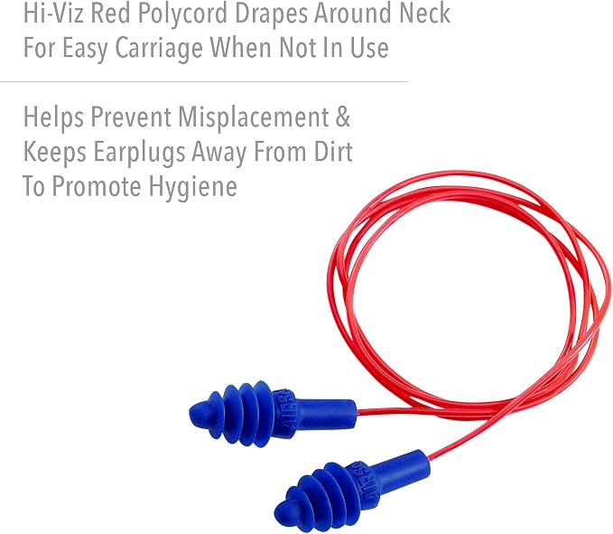 Howard Leight by Honeywell Airsoft Flanged Corded Reusable Earplugs with Reusable Case, 50-Pairs (AS-30R)
