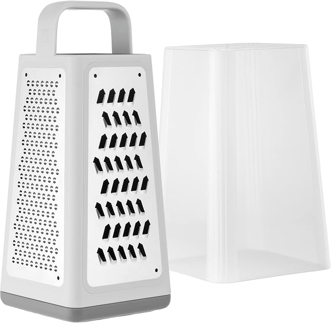 ZWILLING Z-Cut Tower Multifunctional Box Grater, Faster Grating Technology, Cheese Grater, Zester, Garlic grater, Slicer, Rasp Grater and more, Gray