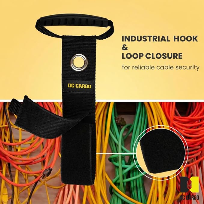 DC Cargo Mall Extension Cord Organizer E-Track Accessories for (Pack of 4) – Keep Cords, Cables, Hoses, Etrack Accessories Organized On E-Track - 17” Hook & Loop Closure Keeps Cables Secure
