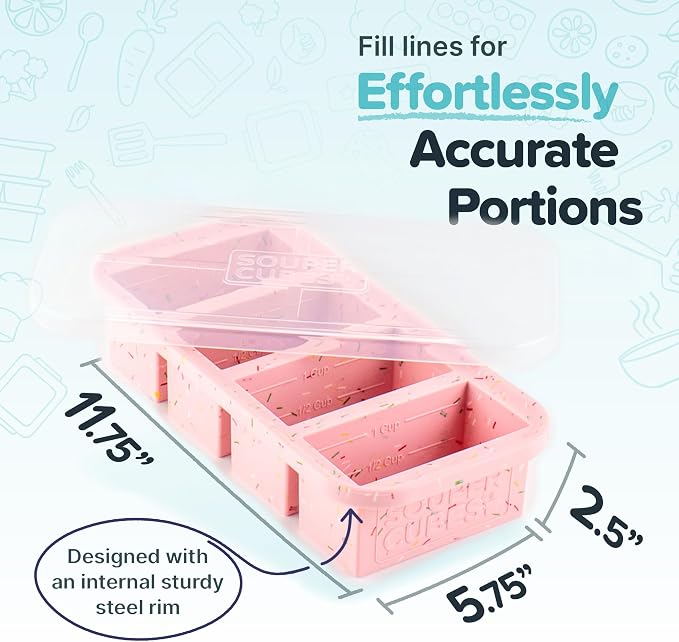 Souper Cubes 1 Cup Silicone Freezer Trays with Lids, Cotton Candy, 1-Pack | 100% Platinum-Cured Silicone Freezer Cube, Oven and Microwave Safe, Perfect for Freezing Soup, Rice, Protein, Grains and More