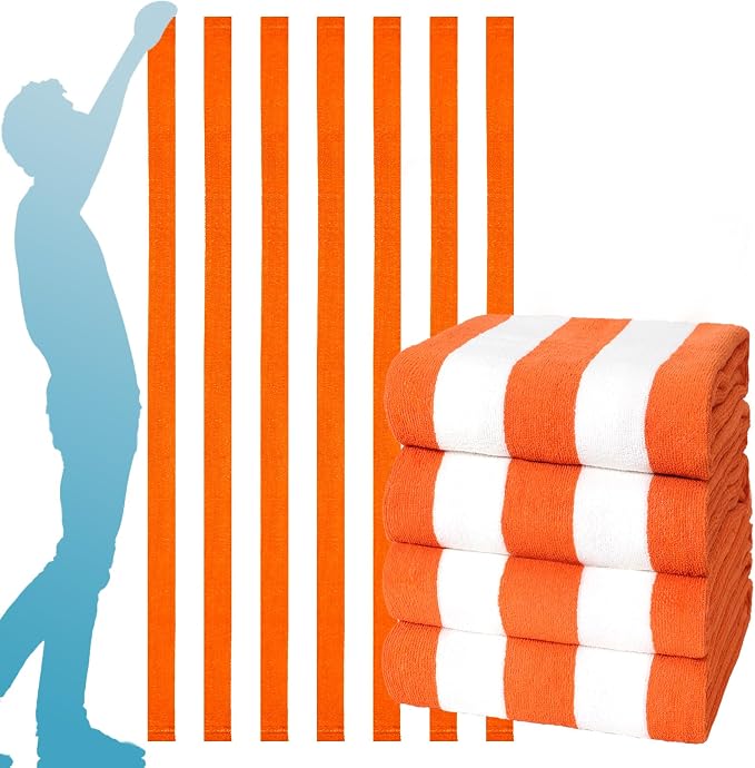 4 Packs Extra Large Beach Towel Bath Towel 72 * 40 Set Bathroom Sheets Bulk Oversized XL Big Absorbent Thick Giant Microfiber Terry Soft Blanket Clearance Turkish Toallas De Playa NOT Cotton Orange