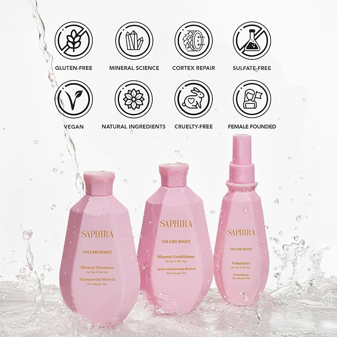 Saphira Volume Boost Shampoo with Dead Sea Minerals – Volumizing Shampoo for Fine & Thin Hair – Lightweight Body & Lift – Sulfate Free Professional Hair Care 8.5oz / 250ml