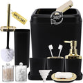 XLHOMO Bathroom Set, 9PC Bathroom Accessory Set, Black Bathroom Accessories, Black Bathroom Set, Trash Can, Soap Dispenser for Home Decor