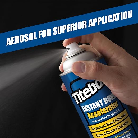 Titebond Instant Bond Accelerator Spray 5.5 Oz. (12 Pack) – Curing Agent for CA Glue, Improves Bonding on Porous Wood & Large Gaps, Safe on Finishes & Plastics – 6319
