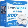 VOISEN Lens Wipes for Eyeglasses,800 Pack Eye Glasses Cleaner Wipes,Pre-Moistened Individually Wrapped Lens Wipes,Non-Scratching Non-Streaking,Safe for Eyeglasses, Goggles, Camera Lens, Phone