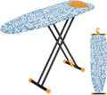 Large Ironing Board Full Size 54x14, RAINHOL Height Adjustable Steel Frame Iron Table with Thick Padded Cover and Iron Rest, Foldable for Compact Storage, Blue