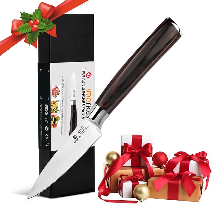 imarku Paring Knife 3.5 Inch, Japanese High Carbon Stainless Steel | Ultra Sharp Fruit Knife, Small Kitchen Knife for Peeling Fruits, Ergonomic Pakkawood Handle, Unique Gifts for Men and Women