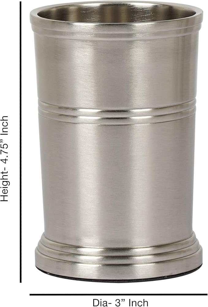 nu steel DR-3456-SET4 Dual Ridge Collection Bathroom Accessories, 4 Bath Set Including Soap Dish, Lotion Dispenser, Tumbler Mug, Toothbrush Holder, Brushed Pewter Finish, 4 Piece