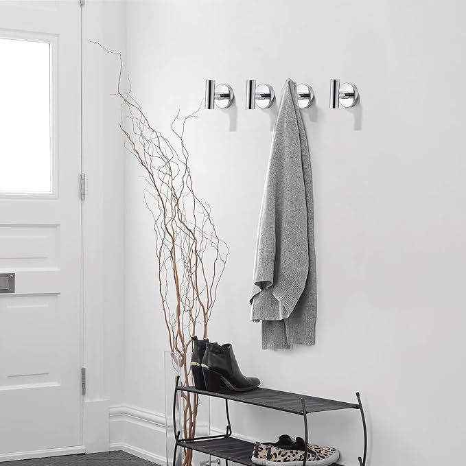 Wall Mounted Bathroom Towel Hooks for Hanging Clothes,Hat,5 Pack Polished Chrome Coat Hook Robe Hooks.Suitable for Hotels and bathrooms.