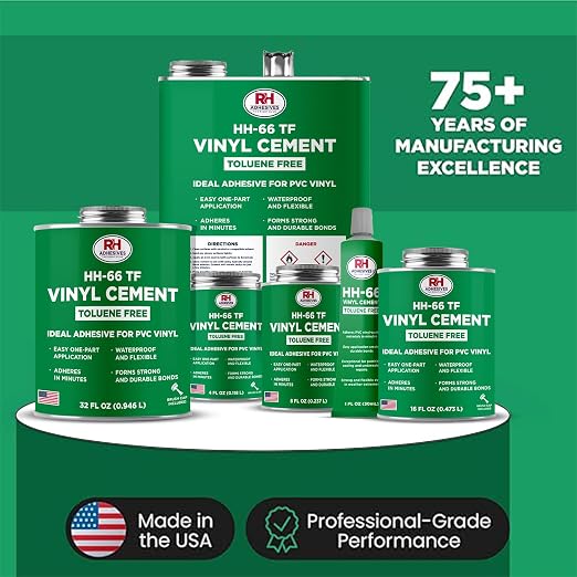 HH-66 Toluene Free Vinyl Cement 1 oz - Vinyl Adhesive, Cement Glue, Industrial Contact Cement for PVC & Vinyl Repair - Waterproof Flexible Vinyl Glue for Tarps, Pool Liners, Inflatables – RH Adhesives
