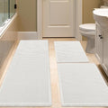 IM HOME Waffle Bath Mat Set 3 Piece White,Woven Modern Bath Rug Mats, Absorbent Non Slip Bath Floor Mat, Soft Washable Boho Bath Rugs with Tassels for Bathroom, Bedroom, Kitchen