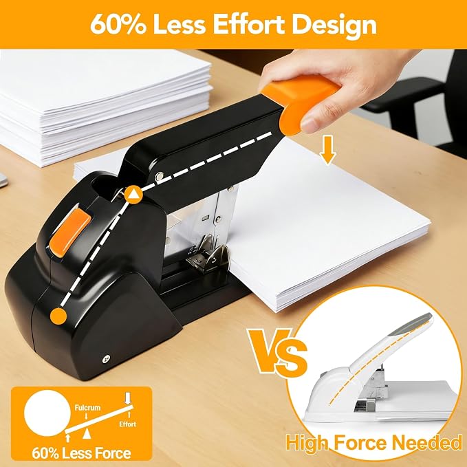 AFMAT Heavy Duty Stapler 220 Sheets, Large Staplers for Desk with 7000 Staples, 60% Reduced Effort, 50,000+ Uses, Jam Free, Adjustable Paper Depth, Metal Classroom Office Desktop Stapler, ES15