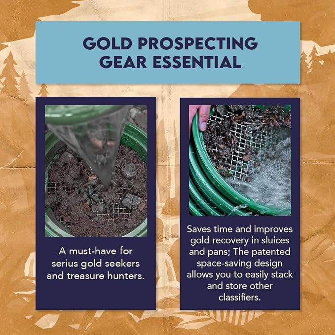 SE 13.25 Inch Wide Stackable Classifier Gold Prospecting Pan - 1/100 Inch Stainless Steel Mesh Sifting Pan, Green
