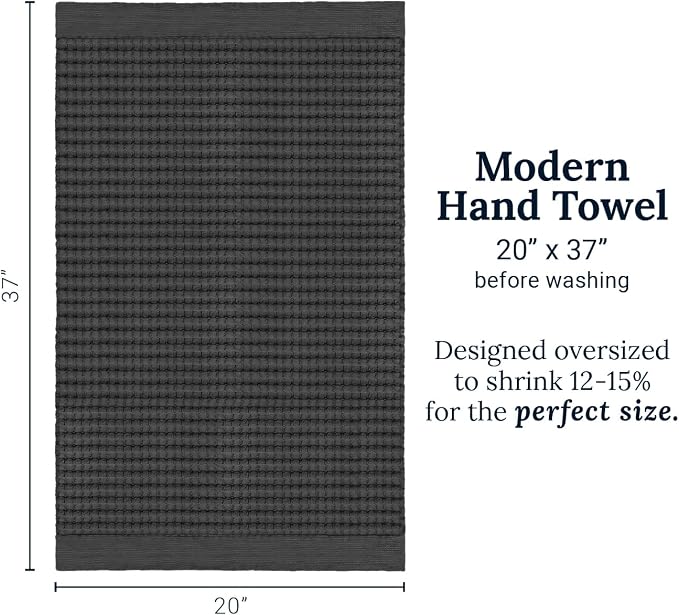 GILDEN TREE Waffle Hand Towels for Bathroom Quick Dry Large Luxury Lint Free Super Absorbent Cotton Hand Towels Set of 2, Modern Style (Faded Black)
