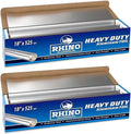 Rhino Aluminum Foil Heavy Duty - 18 x 525 sf, 25 Microns Thick (Pack of 2) Foil Aluminum Roll - Commercial Grade & Extra Thick, Strong Enough for Food Service Industry