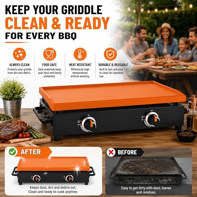 Silicone Griddle Mat for Cuisinart CGG-0028 28" Two Burner Gas Griddle, Heat-Resistant, BBQ Griddle Tools Mat, Suitable for Outdoor Cooking in All Seasons