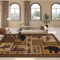 Vintage Lodge Cabin Bear Rugs 2ftx3ft Western Wildlife Print Area Rug for Bathroom Entryway Non-Slip Elk Deerlet Bear Print Carpet Indoor Floor Pad