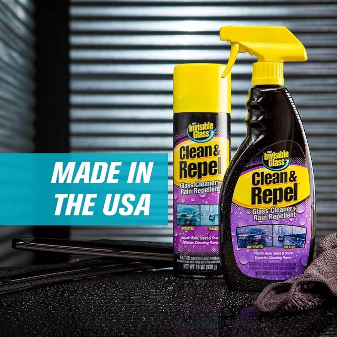 Invisible Glass 92184-3PK Glass Cleaner + Rain Repellent 2-in-1 Windshield and Window Spray, Cleans Auto Glass, Repels Rain, Sleet, Snow, Improves Wet Weather Visibility – 22 fl oz (Pack of 3)