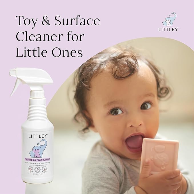 Littley Toy & Surface Cleaner | 2 Pack | Alcohol-Free HOCl Spray for Baby Toys & High-Touch Surfaces | Fragrance-Free Formula | Gentle Cleaning for Everyday Messes | 16 oz