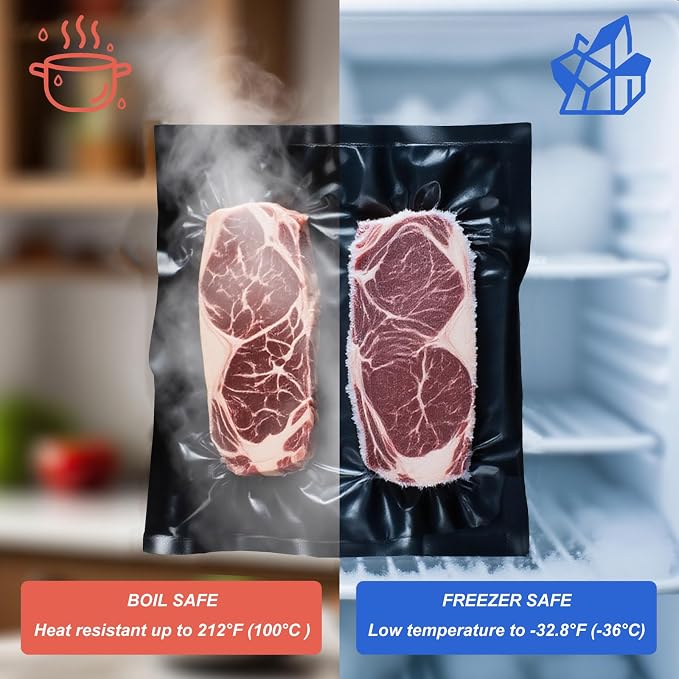 Black and Clear Vacuum Sealer Bags 15" x 20", 5.5 Mil Precut Vacuum Seal Bags for Food Storage, Sous Vide, and Meal Prep, Heavy Duty Commercial Grade, 50 Count
