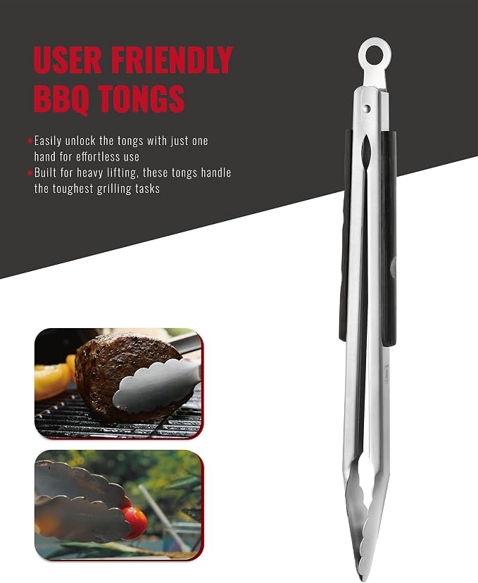 Grilaz Stainless Steel BBQ Tool Set | Dark-Dyed Wood Handles | Heavy Duty Grilling Accessories | 3-Piece Outdoor Barbecue Grill Utensil Set with Spatula, Fork, and Tongs - Ideal Gift for Men…