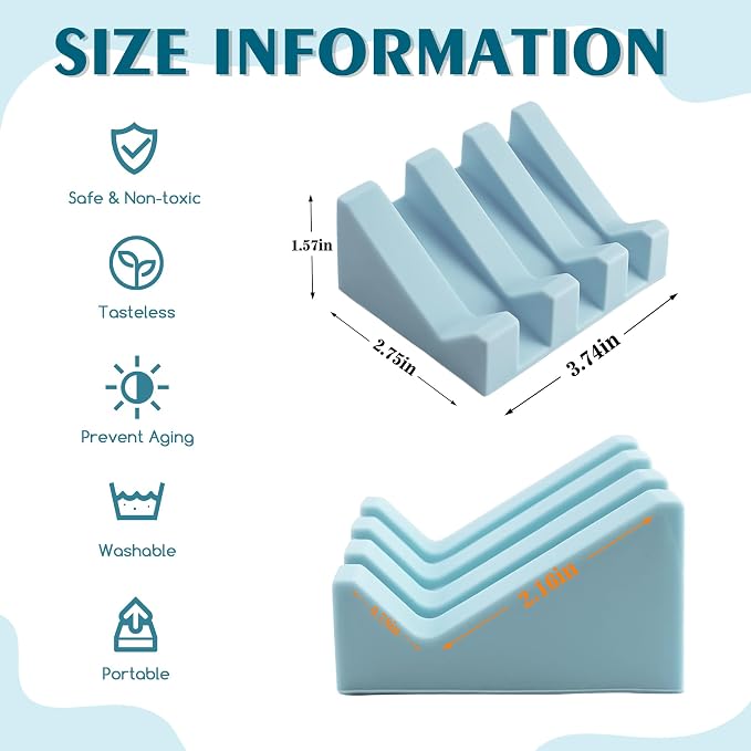 Self Draining Soap Dish Holder,Silicone Soap Dish,for Bathroom,Kitchen, Sponges，Can Extend Soap Life，Keep Soap Bars Dry and Easy Cleaning (Sky Blue,1-Pack)