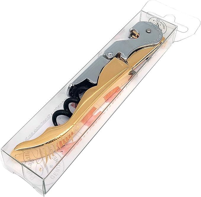Pulltap's Genuine Slider 900 Waiter's Corkscrew – Double-Hinged Wine Key with Sliding Foil Cutter – Patented Design – Made in Spain – Oro (Gold 24K Flash Gold)