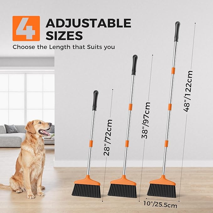 Handy Broom, Indoor/Outdoor Brooms, Duty Kitchen Broom, for Home Garage Kitchen Office Courtyard Lobby Patio Lawn Concrete (1, Orange)