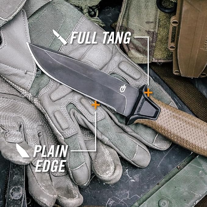 Gerber Gear StrongArm Knife - Fixed Blade - Tactical Knife for Survival Gear - Full Tang, 420HC Steel Blade - Camping Survival Knife - Made in USA - Plain edge, Coyote Brown
