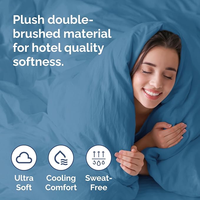 Duvet Cover Cal King Size Set - Extra Soft Cal King Duvet Cover 104" x 98" with 2 Pillow Shams for Women, Men, Kids & Teens - Hotel Luxury w/ Zipper Closures & Ties - Comfy & Breathable (Denim Blue)
