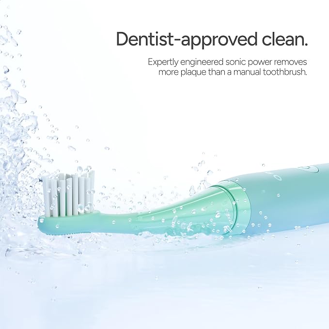 ORDO Sonic Lite Electric Toothbrush, Adults, Rechargeable, USB-C, Sage | Rechargeable sonic electric toothbrush, 35,000 pulses/min, dual modes, smart timer, 5+ week battery, USB-C charger