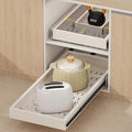 Fokyfok Pull-Out Cabinet Organizer, Expandable Width（11"–17"） and Depth (25"-32"),Adhesive No-Drill or Drill Mount Slide Out Drawer for Kitchen, Pantry, Roll out Shelves for Frameless Cabinets, White